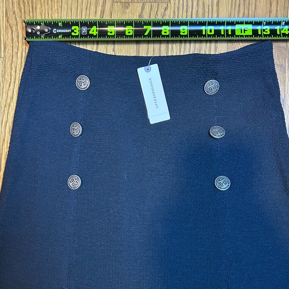 Maeve by Anthropologie Dual Spilt Midi‎ Skirt Navy Work Office Boardroom - Picture 10 of 14